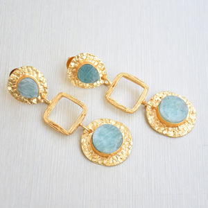 ต่างหูแฟชั่นทองเหลืองแท้ คริสตัลบำบัด งานโบราณ ดีไซน์เฉพาะตัว คุณภาพส่งออก จำนวนมาก - Product Image 6