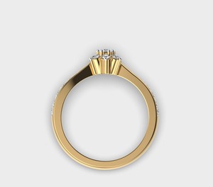 Anillo de Compromiso Clásico con Racimo de Diamantes en Oro Amarillo con Engaste Pavé para Mujer - Product Image 4