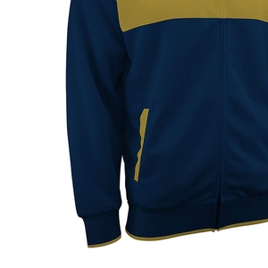 INDEX Men's Navy Blue Fleece Jacket with Gold Color Blocking Full Zip Sporty Athletic Wear Autumn Training Jacket - Product Image 3