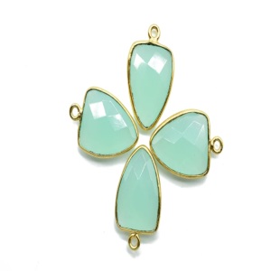 925 Sterling <b>Silver</b> DIY Jewelry Wholesale Faceted Blue Chalcedony Trillion Gemstone Gold Bezel Fine Pendants Classic Unisex - Product Image 2