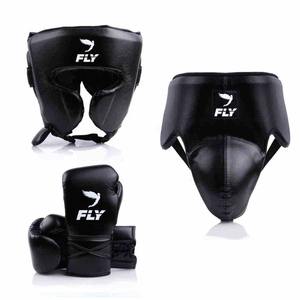 Conjunto de Boxeo Profesional de Piel de Vacuno Genuina de Alta Calidad, Hecho a Medida, Color Negro, para Sparring y Combate - Product Image 1