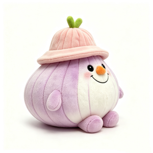 customized Soft onion pillow plush,<b>Purple</b> and white onion,Onion plush with arms and legs,Onion plush with pink bucket <b>hat</b> - Product Image 4