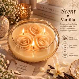 Bougie parfumée aux fleurs dans un bol en verre transparent, bougie en cire de soja florale, trois fleurs en cire en forme de rose, parfum élégant à la vanille, décorative - Product Image 2