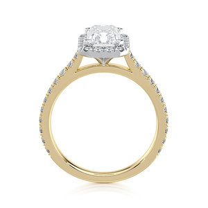 Bague de fiançailles en or blanc 10K avec diamant de laboratoire taille radiant certifié IGI, halo de 1,5 carat, double pavé, cadeau tendance pour mariage - Product Image 5