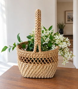 Cesta de Almacenamiento Circular Multifuncional Ecowoodies Ecológica, Tejida en Bambú con Asa, Estilo Moderno, Decoración para el Hogar, Forma de Cuenco, Regalo - Product Image 2