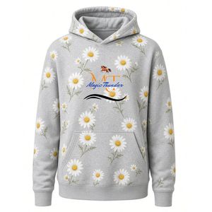 Sudadera con Capucha Gris con Estampado Floral para Hombre, Marca Magic Thunder, Personalizada, Informal, de Manga Larga, Tejida - Product Image 1