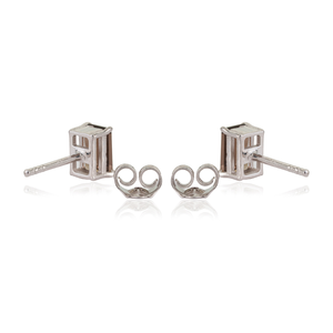 Boucles d'oreilles clous tendance en argent sterling 925 avec topaze fumée naturelle taille octogonale, serties de griffes, pour femme - Product Image 6