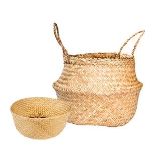 Paniers décoratifs faits à la main en jonc de mer pour couvrir les pots de plantes et la décoration, panier de rangement naturel pour fruits, artisanat vietnamien - Product Image 1