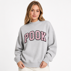 Greek Letter Mock Neck Sweatshirt with <b>Gingham</b> Greek Letter Applique Embroidery 100% Cotton oversized Mock Neck Sweatshirt - Product Image 1