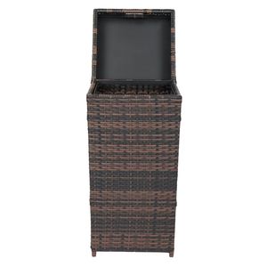 Cestino per Rifiuti in Rattan Marrone Sfumato con Coperchio e Struttura in Ferro per Uso Interno e Domestico - Product Image 3