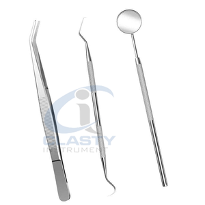 Nouvel ensemble d'instruments chirurgicaux dentaires en acier inoxydable avec poignée moletée, miroir, détartreur, outils d'hygiène buccale, classe I, manuel - Product Image 3