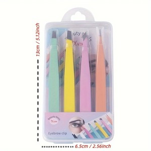 BAFA INSTRUMENTOS QUIRÚRGICOS Juego de 4 Pinzas para Cejas de Acero Inoxidable de Alta Calidad con Caja de Plástico, Punta Recta, Reutilizables - Product Image 3