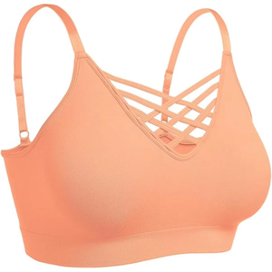 Women Sporty Criss-Cross Back Sports Bra <b>Wire</b> Free Breathable Spandex Polyester Solid Color All Seasons Workout Top - Product Image 4