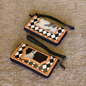 Venus Leather Were Designer Luxury Hand Tooled Carving Cowhide Wristlet Clutch <b>Wallet</b> <b>RFID</b> Protection Large Capacity Button - Product Image 5