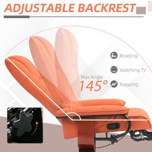 Poltrona Reclinabile Girevole Rosso Chiaro con Meccanismo di Regolazione, Poggiapiedi, Braccioli e Base in Legno Rivestito per Soggiorno - Product Image 4