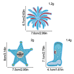 Juego de parches bordados termoadhesivos con temática de vaquera del oeste personalizados para ropa y bolsos - Product Image 3
