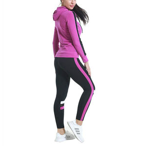 <b>Women's</b> Black Pink Solid Vintage Winter Short 2 Piece Fleece <b>Knitted</b> Spandex Breathable Quick Dry Workout <b>Jogger</b> Set Zipper - Product Image 4
