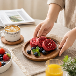 Plateau de service en bois de qualité supérieure pour la maison, les cafés et les restaurants, plateau de service en bois fait main pour le petit-déjeuner et les collations - Product Image 4