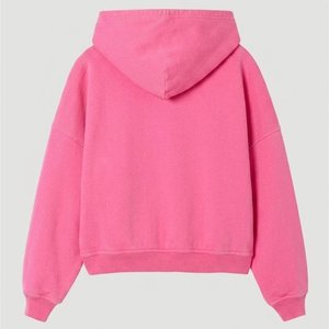 Sweat-shirt à capuche rose personnalisé pour femme, en molleton de coton uni, manches longues, avec poches, coupe classique, idéal pour l'automne – Vente en gros - Product Image 2