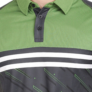 Polo à manches courtes pour homme, motif géométrique imprimé, tissu tricoté à séchage rapide, style sportif, vert, noir, blanc, polo à manches courtes - Product Image 5