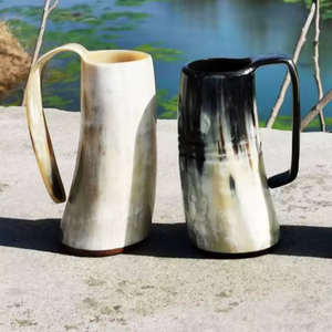 Taza de Cuerno Africano de Estilo Americano Hecha a Mano de Calidad Premium, Ecológica, Duradera, Libre de BPA, Apta para Lavavajillas, con Asa Vikinga - Product Image 1