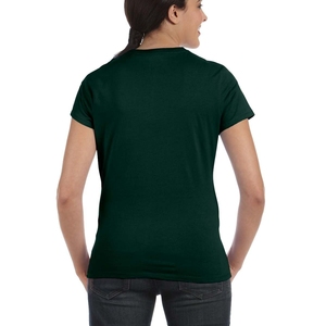 Camiseta de punto de manga corta con cuello alto acanalado beige para mujer, minimalista, de color liso, ecológica, disponible para venta en línea - Product Image 6