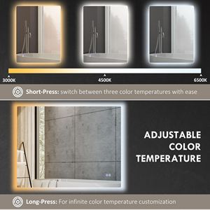 Specchio da Bagno Dimmerabile 94x89 cm con Retroilluminazione LED, Antiappannamento, Memoria, Temperatura Colore Infinita, Finitura Cornice Lucida - Product Image 5