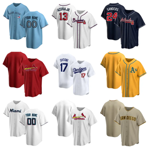 Maillot de baseball bleu pour homme, manches courtes, col en V, boutons sur le devant, respirant, polyester, coupe classique, nom du joueur personnalisé, toutes saisons - Product Image 5