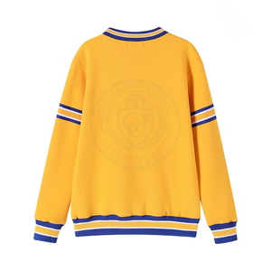 Sweat-shirt pour femme Sorority SGR jaune à col rond, rayures bleues et blanches, 100% coton tricoté, logo brodé personnalisé avec lettres grecques - Product Image 2