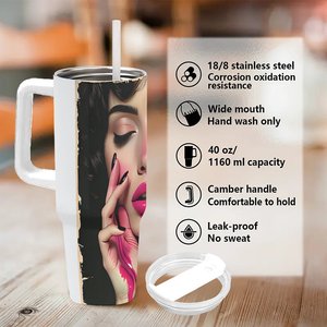 Stainless Steel Tumbler 40oz Double Wall Insulated Travel Mug With Handle For <b>Coffee</b> Tea Hot Cold Drinks - Product Image 5