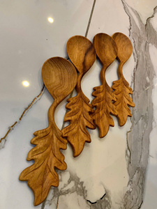 Vietnam Vintage Scoop Leaf Wooden <b>Spoon</b> Solid Wood Material for Seasoning Scoop Coffee Tea Kitchen <b>Serving</b> Use - Product Image 4