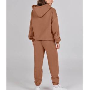 Ensemble de survêtement d'hiver pour femmes, 100% coton, style streetwear, doublure en polaire, 2 pièces, haute qualité, confortable, en solde - Product Image 3