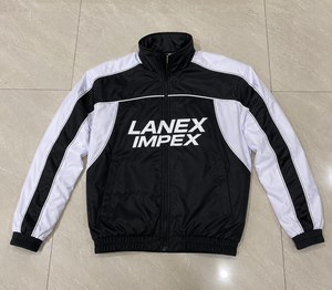 Custom Men's Track Jacket Black White Contrast Panel Full Zip Sports Windbreaker Lightweight Training Running Jacket OEM ODM - Product Image 6