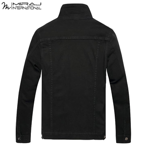 OEM ODM Service <b>Men's</b> Black Denim <b>Jacket</b> Slim Fit Casual Turn-Down Collar Single Breasted Cotton Material Autumn Wear - Product Image 2