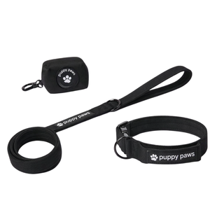 Black Dog Control Collar And Leash Set Adjustable Heavy Duty Soft <b>Padded</b> Pet Training Walking Strap For Small Medium Large Dogs - Product Image 1