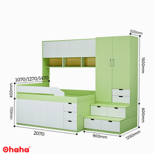 Ohaha Smart Bunk <b>Bed</b> with Integrated Wardrobe and Study Desk - GTTM011 - Product Image 3