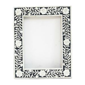 Cadre photo mural carré artisanal en résine, style floral, incrustation d'os, écologique, durable, personnalisable pour l'affichage de photos et de peintures - Product Image 1