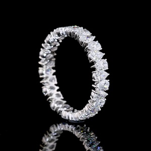 <b>Vintage</b> IGI Certified 2 Carat Pear Cut Lab Created Diamond Eternity Band Scalloped Solid 14K <b>Gold</b> Bridal <b>Ring</b> - Product Image 4