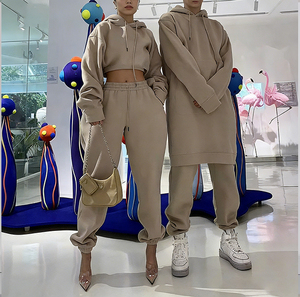 Ensemble de survêtement en polaire d'hiver de haute qualité, sweat-shirt à fermeture éclair et pantalon de jogging, unisexe, deux pièces - Product Image 5