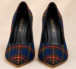 Chaussures à talons hauts élégantes pour femmes, motif tartan écossais spécial mariage, escarpins à talon aiguille, design personnalisé, fournisseur en gros - Product Image 1
