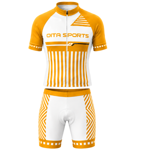 Orange White <b>Cycling</b> Jersey <b>Shorts</b> Set <b>Short</b> Sleeve Full Zip Breathable <b>Padded</b> Bicycle Racing Uniform Performance Team Sports - Product Image 1