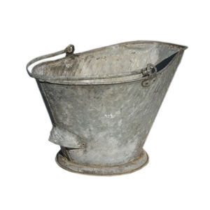 Seau à charbon en métal gris tendance avec poignée, seau à charbon pour la maison, le jardin, accessoires pour cheminée - Product Image 2