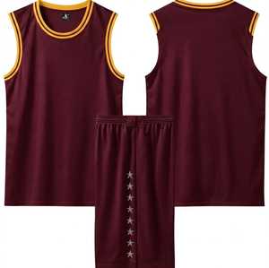 Ensemble d'uniformes de basketball sublimés de haute qualité, unisexe, pour adultes, respirant, en maille, sans manches, avec short, anti-bactérien, 100% - Product Image 1