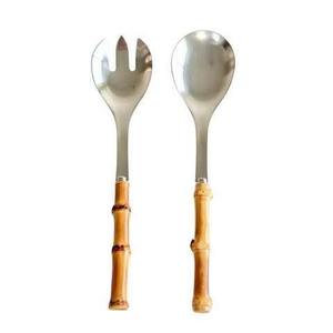 Juego de cubiertos de acero inoxidable 304 con acabado mate y mango de madera, elegante cuchara y tenedor para cenar - Product Image 2