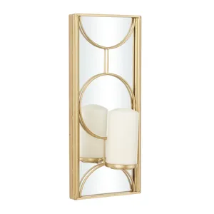 Modern Brass <b>Wall</b> Candle Holder Abstract Geometric Design Rectangle Shape Living Room Decor Multi-piece Package Christmas - Product Image 3