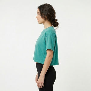Women <b>Cropped</b> T Shirt Crew Neck Slim Fit Soft Cotton Casual Summer Streetwear T Shirt Crop <b>Top</b> Breathable Soft Tee - Product Image 2