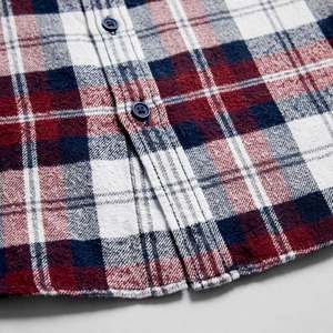 Chemise en flanelle à carreaux pour homme, manches longues, col rabattu, 100% coton, vêtement d'automne - Product Image 6