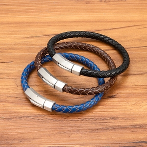 MenneM Bracciale Elegante in Pelle Intrecciata in Acciaio Inossidabile 316L, Bracciale Personalizzato <span class=keywords><strong>Amitie</strong></span> per Donna e Uomo, Produttore RTS - Product Image 3