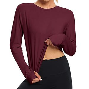 Haut de yoga de haute qualité pour femmes, manches longues, produit professionnel, fitness, avec coussinets de poitrine, coupe ajustée, vêtements de sport, haut de yoga pour femmes - Product Image 4