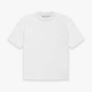Camiseta de Manga Corta para Hombre, Corte Regular, Algodón Blanco, Cuello Redondo, Informal, Lisa, Tejida, de Color Sólido - Product Image 1